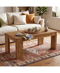 Tribesigns Solid Wood Coffee Table: 47" wooden center table with rounded corners. Modern low cocktail tea table for living room.