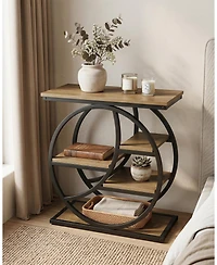 Tribesigns End Table,Narrow Side Table with 4-Tier Large Storage Space, Modern Bedside Table for Living Room, Home Office, Bedroom