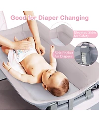Costway 4-in-1 Convertible Portable Baby Playard Newborn Napper with Music and Toys