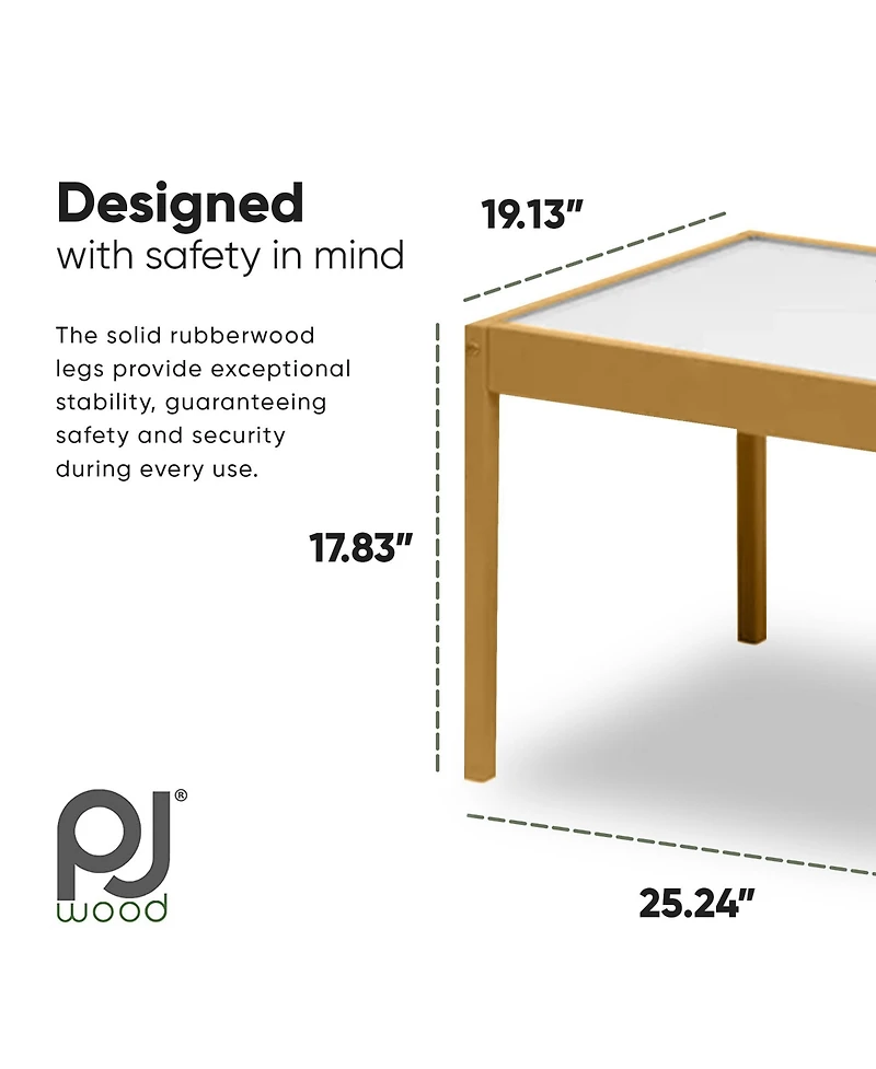 Pj Wood 3 Piece Table and Chairs Set with Natural Finish and Dry Erase Surface
