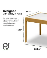 Pj Wood 3 Piece Table and Chairs Set with Natural Finish and Dry Erase Surface