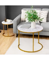 Costway Nesting Coffee Table Set of 2 for Balcony Living Room Modern Round Side Tables