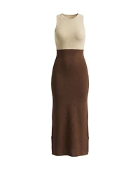 Modenaire Women's Two-Tone Sleeveless Knit Contoured Waist Dress