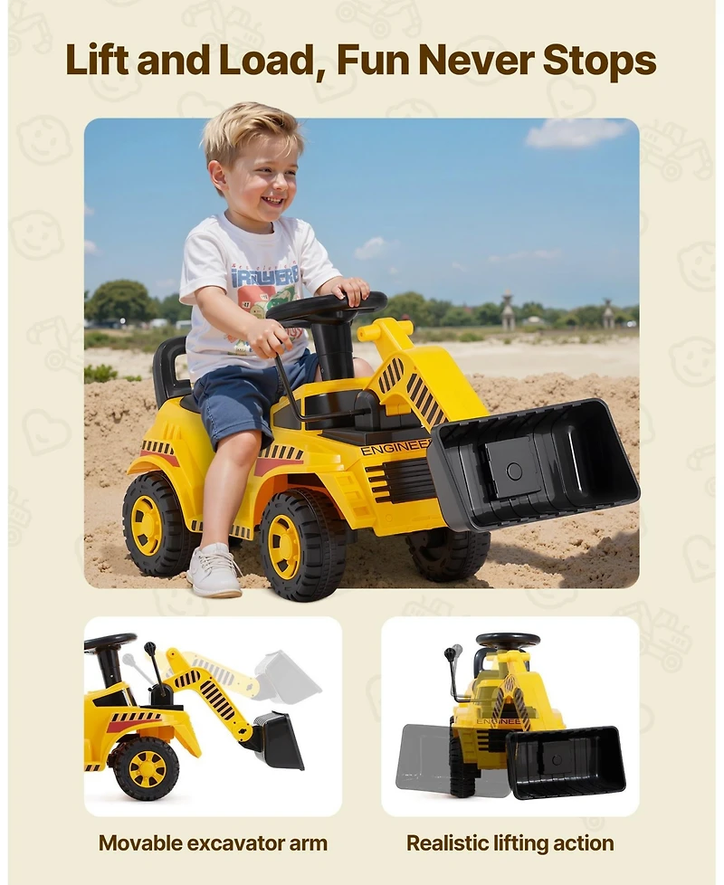 Mecale Ride On Excavator Car with Music for Toddlers 19 to 36 Months