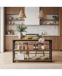 Tribesigns Kitchen Island With Storage 63" Worktop Shelf Modern Kitchen Counter For Dining Room, Kitchen, Living Room