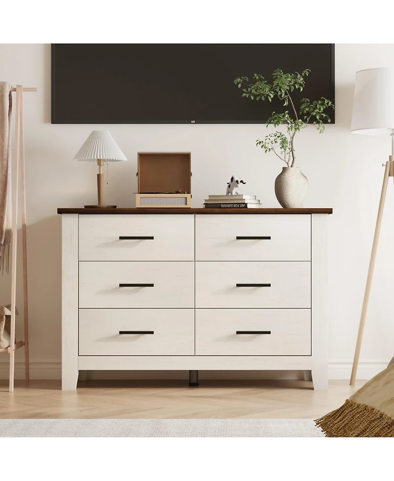 gaomon 6 Drawer Dresser for Bedroom 47 Inch Wide Chest of Drawers with Large Capacity Storage Organizer for Living Room Sturdy Thick
