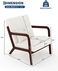 homfan 2-Piece Sherpa Accent Chair – Mid-Century Lounge Armchair with Lumbar Pillow and Wood Frame for Living Room or Office