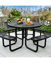 gaomon Heavy Duty 46" Round Patio Picnic Tables for Outdoors with Umbrella Hole