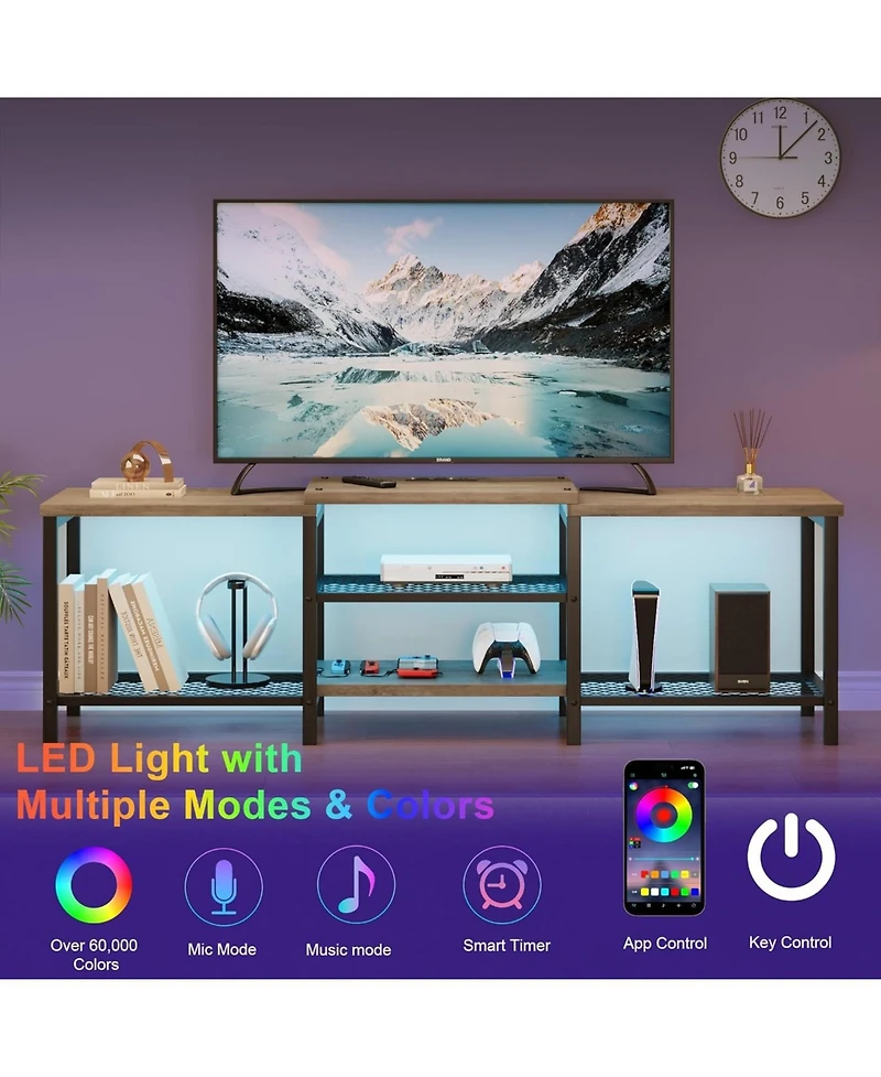 gaomon Tv Stand with Led, Entertainment Center Power Outlets, Large Media Console for TVs,