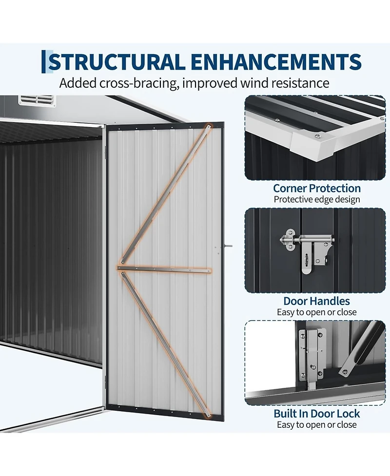gaomon 10 x 12 ft Outdoor Storage Shed, Heavy-Duty Waterproof Tool Shed Storage with Lockable Door, Vents and Updated Frame Structure