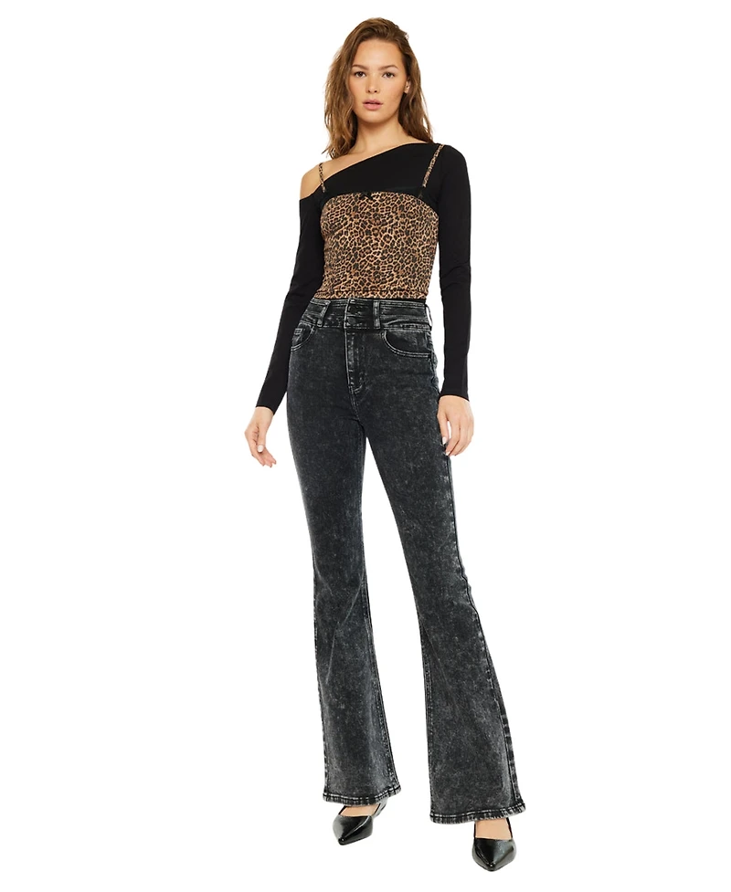 KanCan Women's Amirah Ultra High Rise Flare Jeans