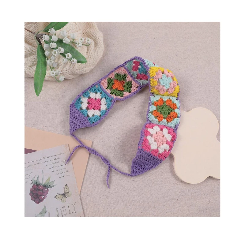 John Bead Granny Square Headband Floral Crochet Diy Kit for Beginners