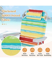 Sugift Foldable Backpack Beach Chair with 5-Position Recline, Cup Holder and Storage Pockets