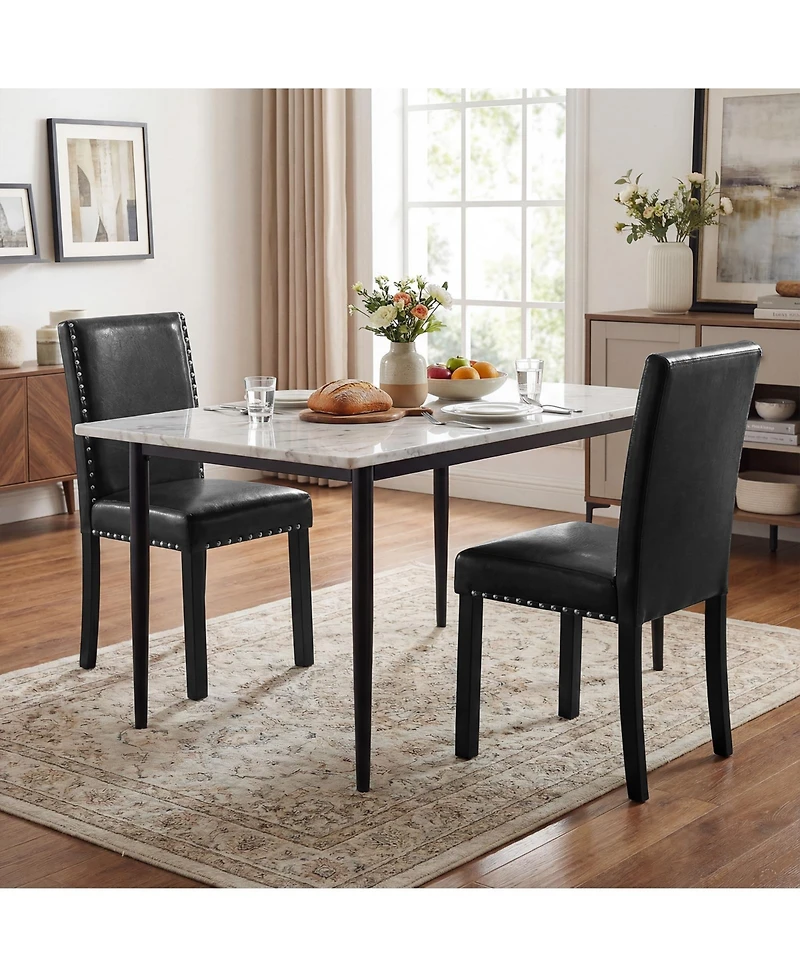 Sugift Set of 2 Dining Chairs with Solid Rubber and Wood Legs