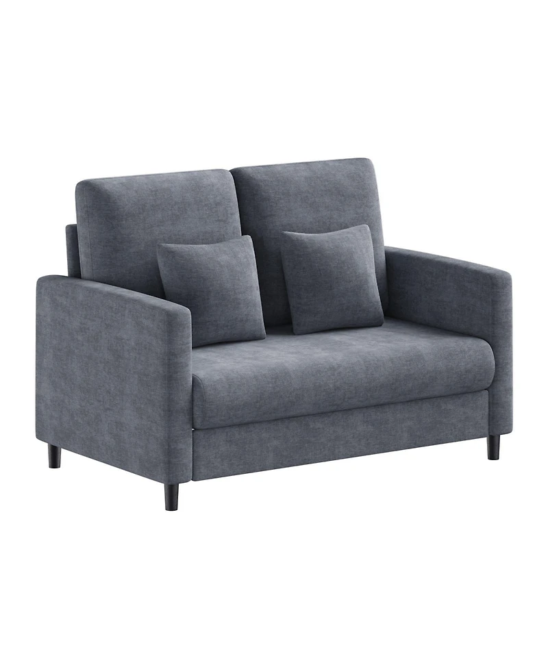 homfan 52" Loveseat - Fabric Sofa with Tool-Free Setup, 2 Throw Pillows, All-Wood Frame for Bedroom or Living Room
