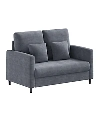 homfan 52" Loveseat - Fabric Sofa with Tool-Free Setup, 2 Throw Pillows, All-Wood Frame for Bedroom or Living Room