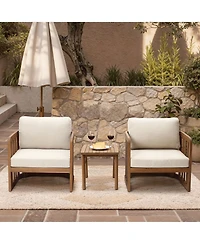 LuxenHome 18.5" Square Outdoor Side Tables for Patio, Acacia Wood Outdoor End Table with Slatted Top, Wooden Patio Table for Balcony, Patio, Porch