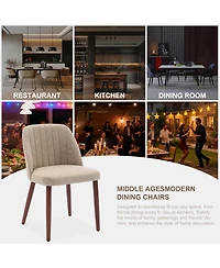 homfan Modern Wooden Dining Chairs Upholstered Linen Seat, Padded Cushion, Sturdy Wood Legs, Perfect for Dining Room and Restaurant, Kitchen