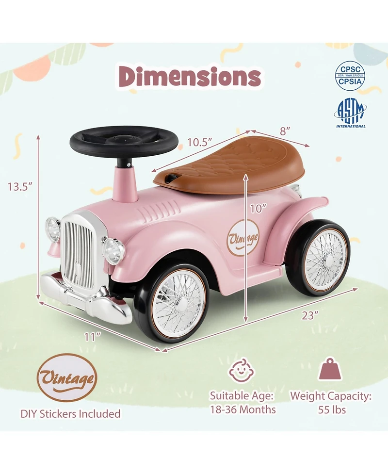 Mecale Kids Sit-to-Stand Ride-On Vehicle for 18-36 Months with Storage