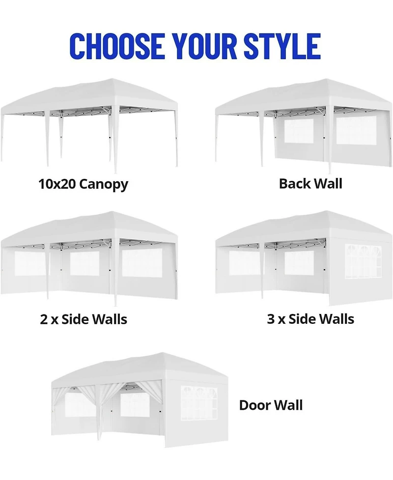 homfan Pop Up Canopy – Heavy Duty Wedding Tent with Removable Sidewalls, 3 Heights, Carry Bag and Sandbags