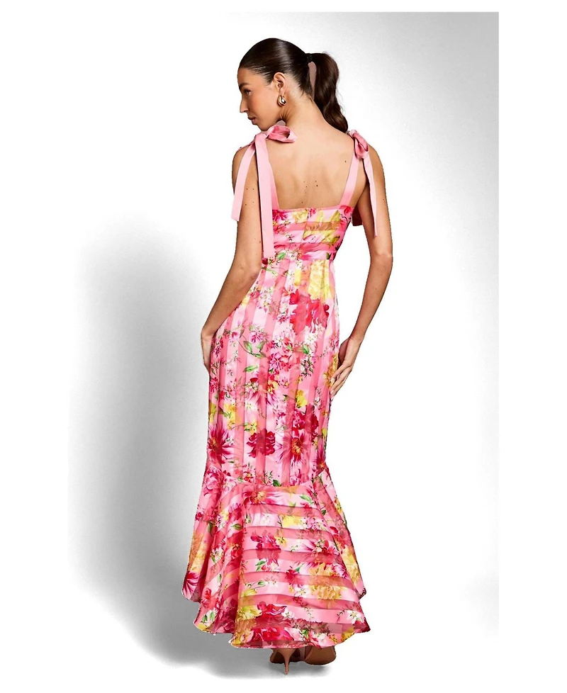 Coast Women's Printed Organza Bow Maxi Dress