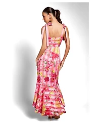 Coast Women's Printed Organza Bow Maxi Dress