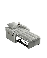 Clihome 3 In 1 Convertible Sleeper Sofa Chair Bed With Adjustable Backrest and Phone Holder