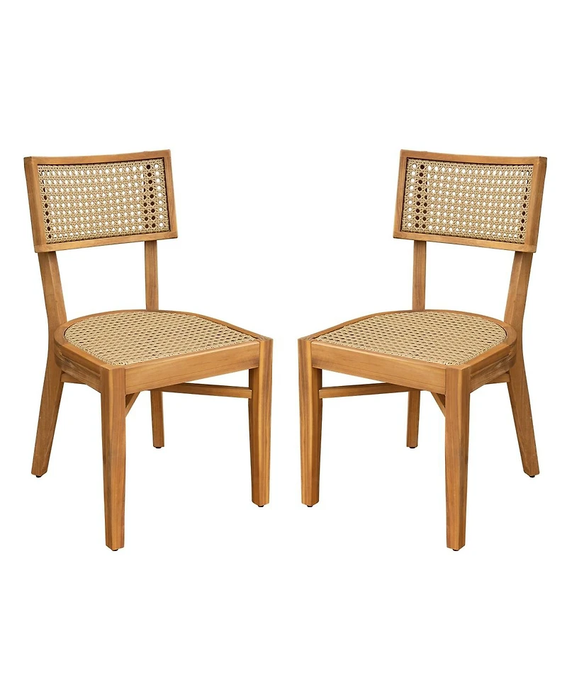 Asagikoiai Netro 7-Piece Acacia Wood Outdoor Dining Set with Wicker Chairs
