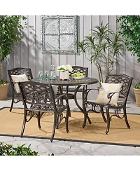 Asagikoiai 5-Piece Weather-Resistant Aluminum Outdoor Patio Dining Set with Round Table and Chairs