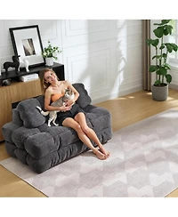 homfan 3-in-1 Folding Sofa Bed - Foldable Mattress with Pillow and Back Support, Portable Floor Sofa for Living Room or Bedroom, No Assembly