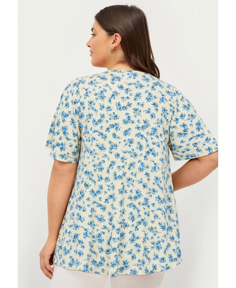 ellos Plus V-Neck Front Pleat Tunic