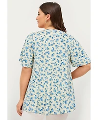 ellos Plus V-Neck Front Pleat Tunic