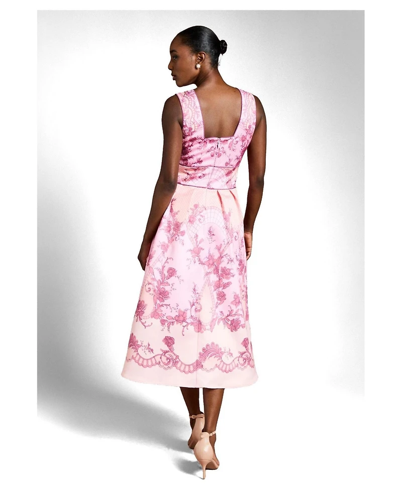 Coast Women's V-Neck Satin Floral Print Midi Dress