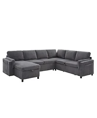 Streamdale Furniture 111'' U-Shaped Convertible Sectional Sofa Bed with Storage and Usb