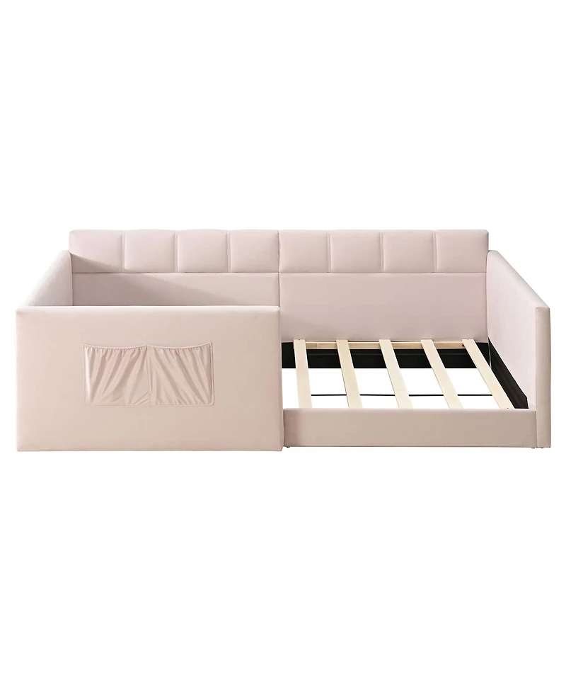 Streamdale Furniture Velvet Upholstered Daybed with Side Storage Pockets