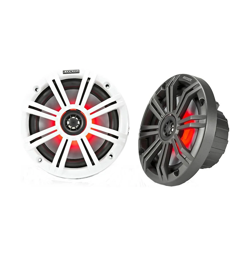 KIcker 2-Way Marine Speakers Led Lighting Weather-Resistant Audio System - 45KM654L
