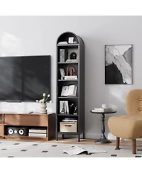 Boyel Living 73'' Narrow Arched Bookshelf, 6-Tier Metal Arch Display Organizer with Adjustable Shelves for Living Room