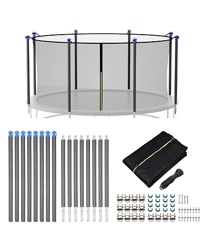 Yescom 15FT Trampoline Enclosure Net and Pole Replacement for 8 Straight Poles Trampoline