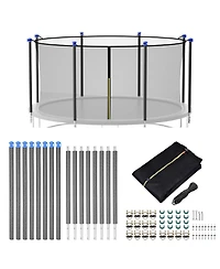 Yescom 15FT Trampoline Enclosure Net and Pole Replacement for 8 Straight Poles Trampoline