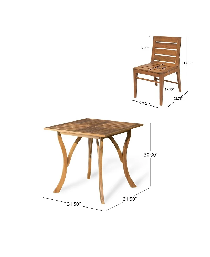 Asagikoiai 5-Piece Outdoor Dining Set, Acacia Wood Patio Bistro Set for Small Spaces