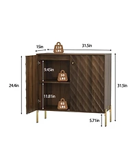 Boyel Living 31.5" Mid-Century Modern Sideboard Buffet Cabinet, Storage Console with Diagonal Wave Design for Living Room, Kitchen and Entryway