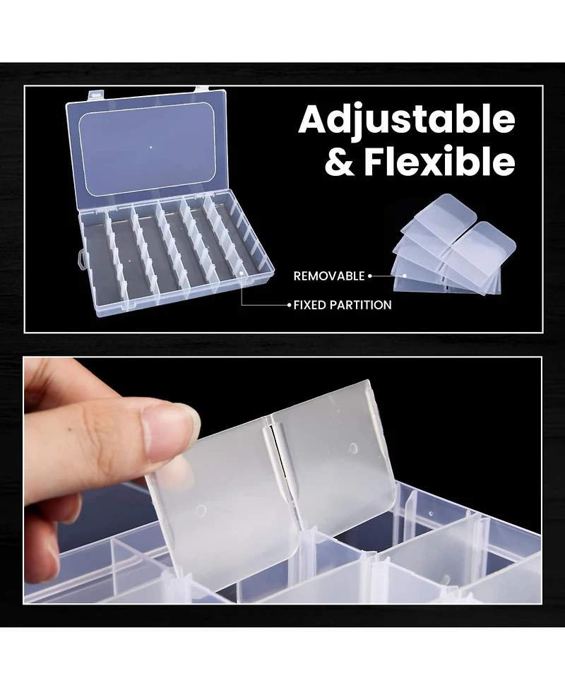 Xdovet Plastic Organizer Box Adjustable Dividers Craft Storage Labels