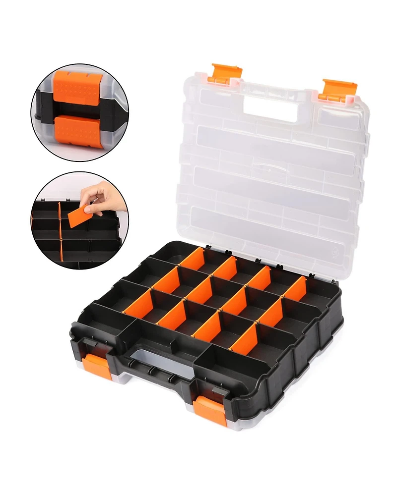 Xdovet Double Side Tool Organizer Hardware Box Removable Dividers