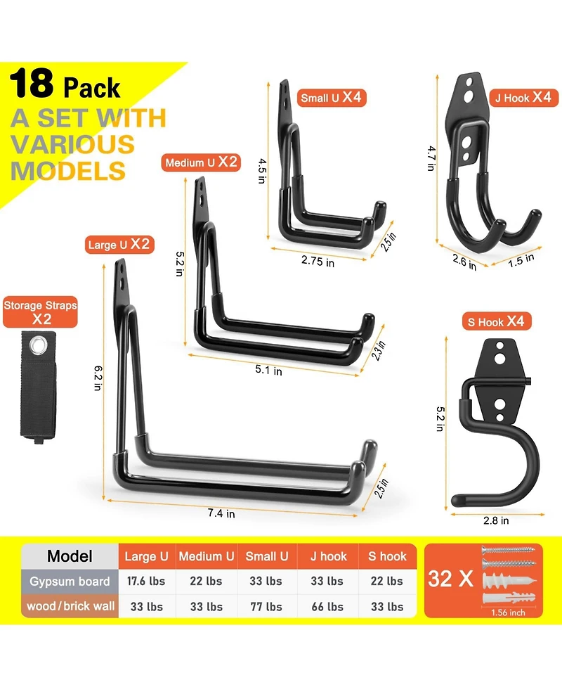 Xdovet Heavy Duty Garage Hooks Wall Mount Storage Hanger