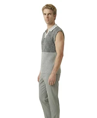 Modenaire Men's Colorblock Polo-Collar Knit Vest