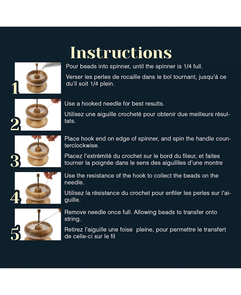 John Bead Wooden Bead Spinner with 2 Beading Needles, Manual String Bead Loader, Spinning Tool for Diy Craft Jewelry Making