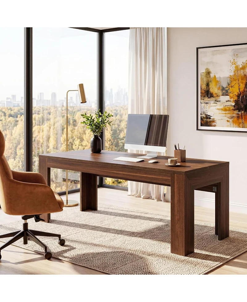 Tribesigns Office Desk, Modern Executive Desk with Large Tabletop, Wooden Computer Desk, Long Workstation for Home Office