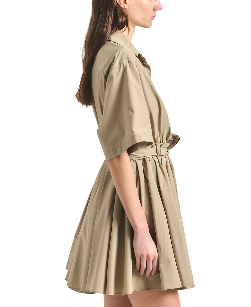 Derek Lam 10 Crosby Women's Alessia Short-Sleeve Pleated Belted Mini Dress