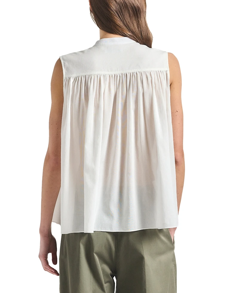 Derek Lam 10 Crosby Women's Chase Sheer Cotton Lawn Sleeveless Yoked Top
