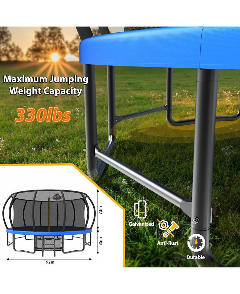 Zeny Outdoor Trampoline for Kids and Adults, Pumpkin Trampolines with Curved Poles,Heavy Duty Trampoline Anti-Rust Coating Astm Approval